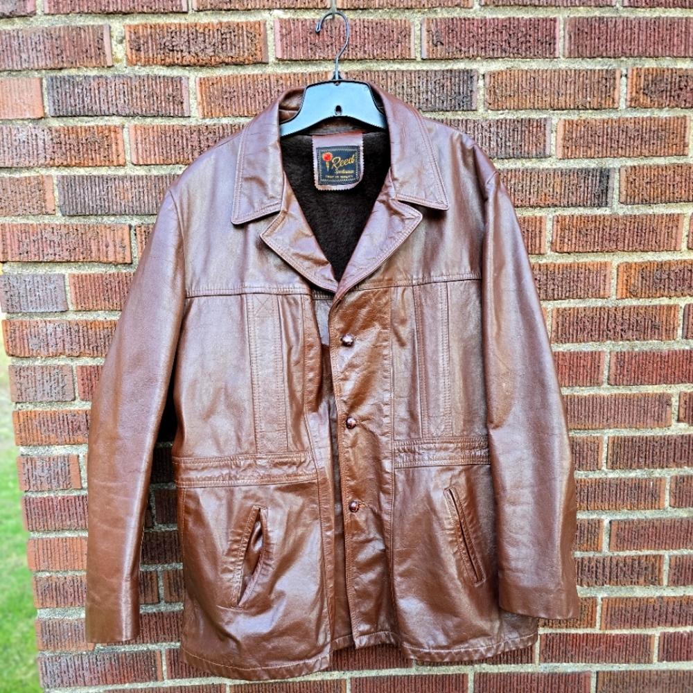Brown Leather Military Field Jacket